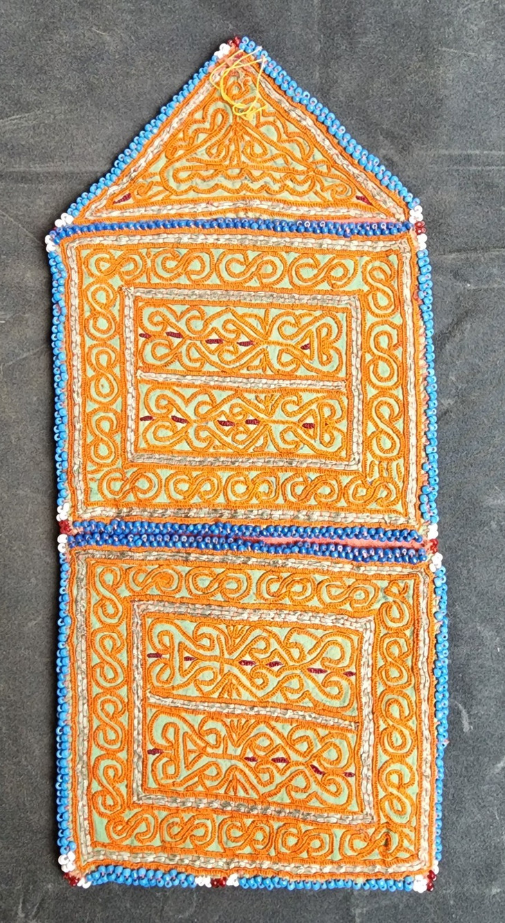Kuchi Embroidered Pouch Wallet Afghan Handmade Beaded Orange-Yellow
